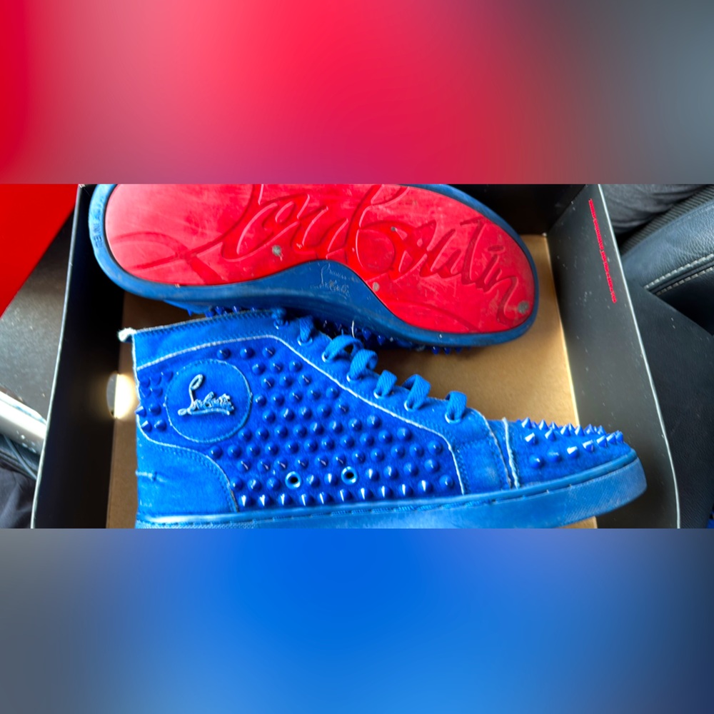 Christian Louboutin Blue Lou Pik Pik Orlato Flat Spike Sneakers 460cl33